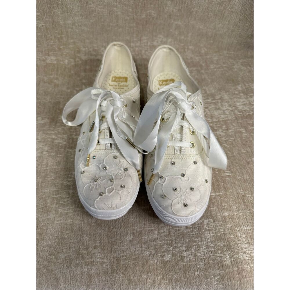 Keds X Kate Spade New York Women's Champion Bridal Lace Sneakers White Size 9
